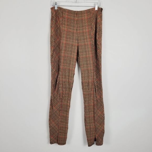 Free people Flying‎ High Split Hem Plaid Pants Sz 4 - Picture 2 of 8